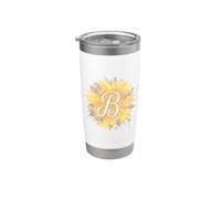 Lettera B girasole nome arte monogramma floreale Boho Estetica Bicchiere termico in acciaio inox doppia parete