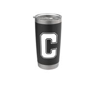 Lettera C Big Bold Capital Varsity Alphabet Monogram Bicchiere termico in acciaio inox doppia parete