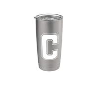 Lettera C Big Bold Capital Varsity Alphabet Monogram Bicchiere termico in acciaio inox doppia parete