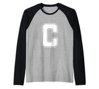 Lettera C Big Bold Capital Varsity Alphabet Monogram Maglia con Maniche Raglan