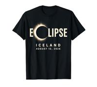 Lettera C Islanda Total Solar Eclipse 2026 Maglietta con Stampa Grafica Economica