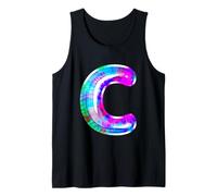 Lettera C Tie Dye Palloncino Monogramma Iniziale Stile Retro Canotta