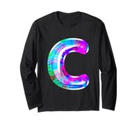 Lettera C Tie Dye Palloncino Monogramma Iniziale Stile Retro Maglia a Manica