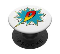 Lettera D Nome Iniziale Supereroe Comico Retro Costume PopSockets PopGrip Adesivo