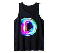 Lettera D Tie Dye Palloncino Iniziale Monogramma Stile Retro Canotta