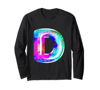 Lettera D Tie Dye Palloncino Iniziale Monogramma Stile Retro Maglia a Manica