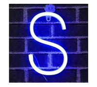 Lettera di Luci al Neon, LED Neon Night Light Luci al Neon per Camera da Letto per Bambini Batteria USB Blu (S)