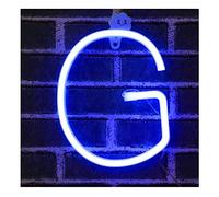 Lettera di Luci al Neon, LED Neon Night Light Luci al Neon per Camera da Letto per Bambini Batteria USB Blu (G)