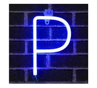 Lettera di Luci al Neon, LED Neon Night Light Luci al Neon per Camera da Letto per Bambini Batteria USB Blu (P)
