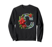 Lettera di Natale C Poinsettia Holly Design Felpa