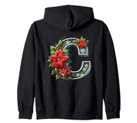Lettera di Natale C Poinsettia Holly Design Felpa con Cappuccio