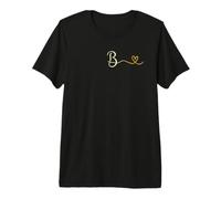 Lettera d'oro B Tipografia con Un Cuore Maglietta Premium