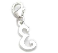 Lettera E Ciondolo iniziale in argento sterling su clip da 9 mm .925 x1