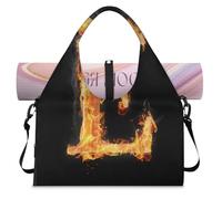 Lettera E Fire Sports Duffle Bag con scomparto per scarpe Simbolo E Weekend Pernottamento Borse Tote Cabin Bagaglio per Palestra Yoga Viaggio, Colore, L, Borsone da viaggio