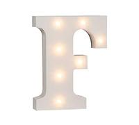 Lettera F in legno illuminabile Out of the blue, con 7 LED