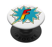 Lettera F Supereroe Nome Comico Retro Costume PopSockets PopGrip Adesivo