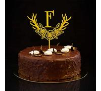 Lettera F Topper per torta nuziale Monogramma Nome iniziale Corna Freccia Fiore Rosa Paese per Matrimonio Decorazioni per addio al nubilato Riutilizzabile Personalizza il tuo Topper per torta Regali