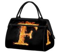 Lettera Fire F Borsone da viaggio per donne, uomini, bambini, ragazze, lettere, fine settimana, pernottamento, borsone da 24 l, borsa da cabina per sport, palestra, yoga, Colore, (24L) UK, Organizer