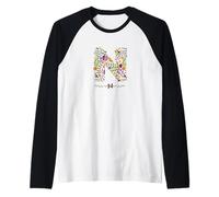 Lettera floreale da donna con fiori botanici ad acquerello Maglia con Maniche Raglan
