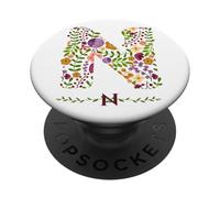 Lettera floreale da donna con fiori botanici ad acquerello PopSockets PopGrip Adesivo