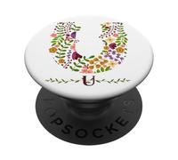 Lettera floreale da donna con fiori botanici ad acquerello PopSockets PopGrip Adesivo