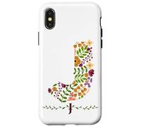 LETTERA FLOREALE J INIZIALE ACQUERELLO BOTANICO FIORE DONNA Custodia per iPhone X/XS