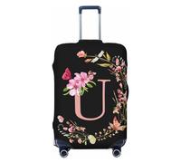 lettera floreale U da viaggio coprivaligia in spandex, borsa protettiva per valigia, lettera floreale U stampata su entrambi i lati adatta a bagagli da 18-32 pollici, coprivaligia per bambini e ad