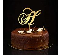 Lettera H Cake Topper Monogramma Iniziale Cognome Glitter Oro Per Matrimonio Anniversario Decorazioni Divertente Corona Floreale Personalizza il Tuo Topper Della Torta Regali