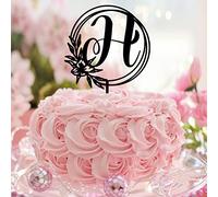 Lettera H Topper per torta nuziale Monogramma Nome iniziale Corona di alloro Spiaggia per Matrimonio Fidanzamento Forniture Riutilizzabile Scelta Lettera Design Colore Nuziale Doccia Regali Acrilico