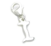 Lettera I Ciondolo iniziale in argento sterling su clip da 9 mm .925 x1
