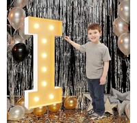Lettera I da 100 cm con numeri luminosi, per compleanno, con mosaico nero, set di pannelli in schiuma pretagliati per feste di Capodanno, anniversario