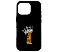 Lettera I di colore arancione + grafica arancione corona Custodia per iPhone 16 Pro