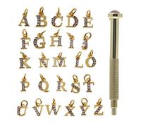 Lettera in lega per strass Nail Charms Pendenti A~Z Cristallo ciondola i monili d'oro per la punta D gioielli strass