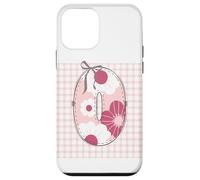 Lettera iniziale da donna "O" patchwork rosa con cuciture floreali Custodia per iPhone 12 mini