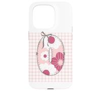 Lettera iniziale da donna "O" patchwork rosa con cuciture floreali Custodia per iPhone 15 Pro