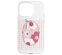 Lettera iniziale da donna "O" patchwork rosa con cuciture floreali Custodia per iPhone 15 Pro Max