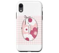 Lettera iniziale da donna "O" patchwork rosa con cuciture floreali Custodia per iPhone XR