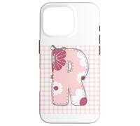 Lettera iniziale da donna "R" patchwork rosa con cuciture floreali Custodia per iPhone 16 Pro