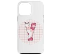 Lettera iniziale da donna "Y" patchwork rosa con cuciture floreali Custodia per iPhone 13 Pro Max