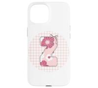Lettera iniziale da donna "Z" patchwork rosa con cuciture floreali Custodia per iPhone 15