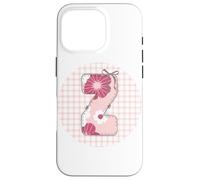 Lettera iniziale da donna "Z" patchwork rosa con cuciture floreali Custodia per iPhone 16 Pro