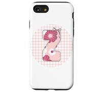 Lettera iniziale da donna "Z" patchwork rosa con cuciture floreali Custodia per iPhone SE (2020) / 7/8