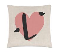 Lettera L Cuore Alfabeto Lino Copricuscino Cuscino