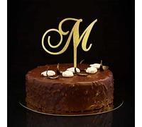 Lettera M Cake Topper Monogramma Iniziale Cognome Glitter Oro Per Matrimonio Nuziale Shower Party Decor Romance Rami Riutilizzabili Foglia Personalizza il tuo Topper Torta Regali di addio al nubilato
