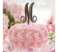 Lettera M Cake Topper Monogramma Iniziale Cognome Marrone Legno Per Matrimonio Doccia Nuziale Forniture Festa Romantica Corona di alloro Personalizza il Tuo Topper Torta Regali di Nozze