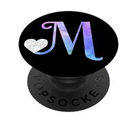 Lettera M cuore monogramma, iniziale M acquerello per ragazze PopSockets PopGrip Intercambiabile