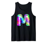 Lettera M Tie Dye Palloncino Monogramma Iniziale Stile Retro Canotta