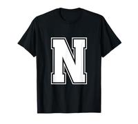 Lettera N Big Bold Capital Varsity Alphabet Monogram Maglietta