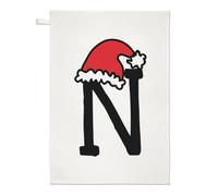 Lettera N Cappello Natalizio Strofinaccio Piatto Panno Divertente Red Babbo Kids