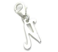 Lettera N Ciondolo iniziale in argento sterling su clip da 9 mm .925 x1